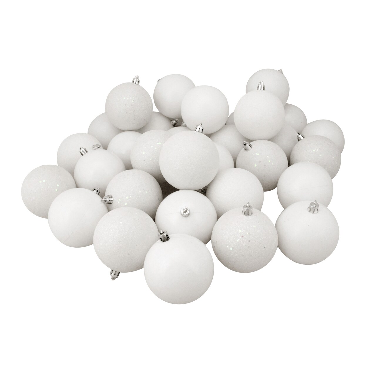 Northlight 4-Finish Shatterproof Christmas Ball Ornaments 3.25" (80mm) - Winter White - 32ct